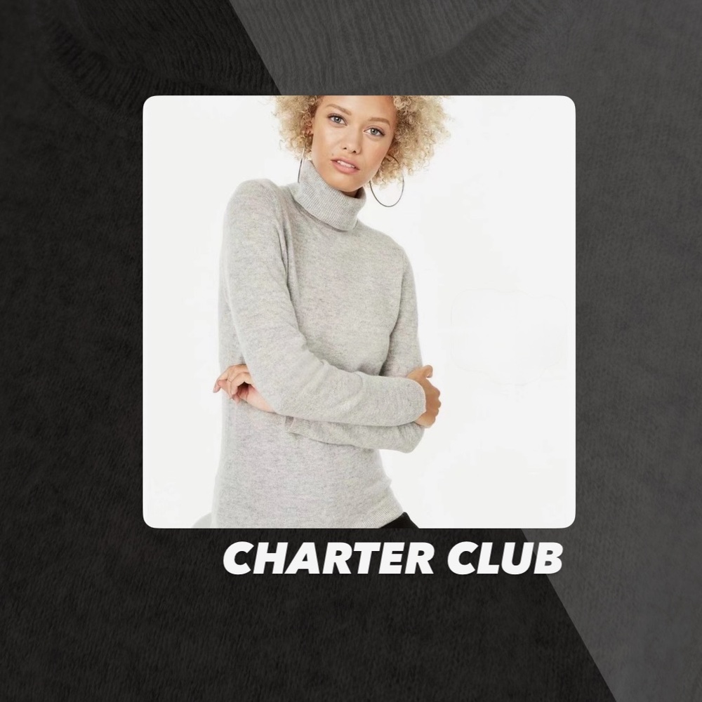 EUC Charter Club Cashmere Grey Turtleneck Sweater